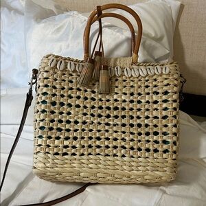 Patricia Nash Woven Tote with Brown Handles